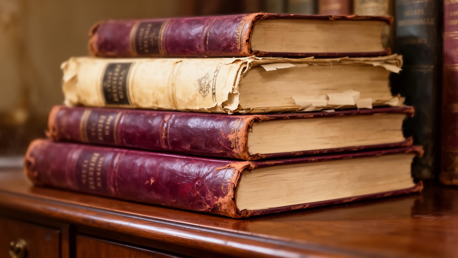 Pilha de livros antigos de teologia