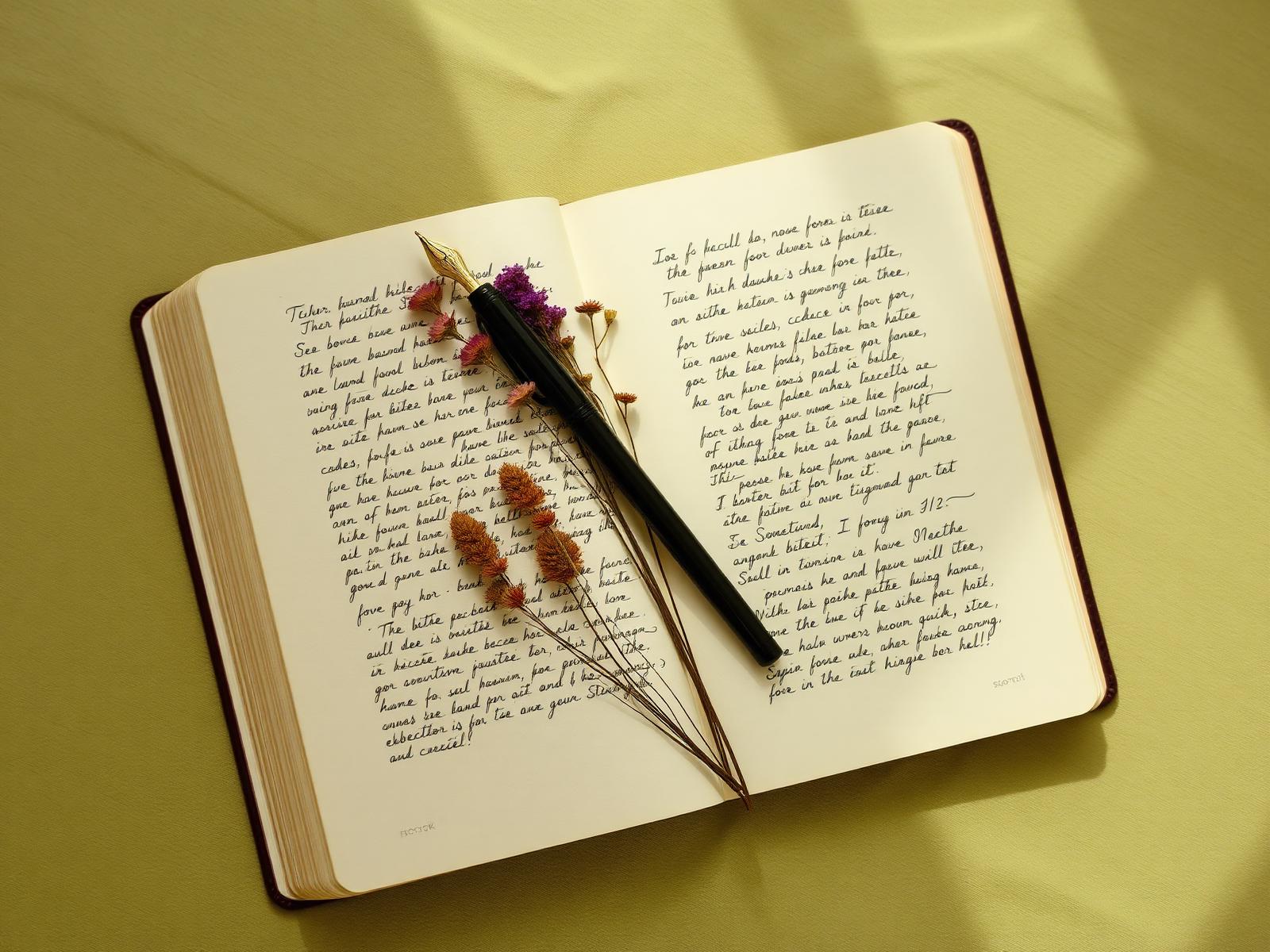 Caderno aberto com anotações manuscritas